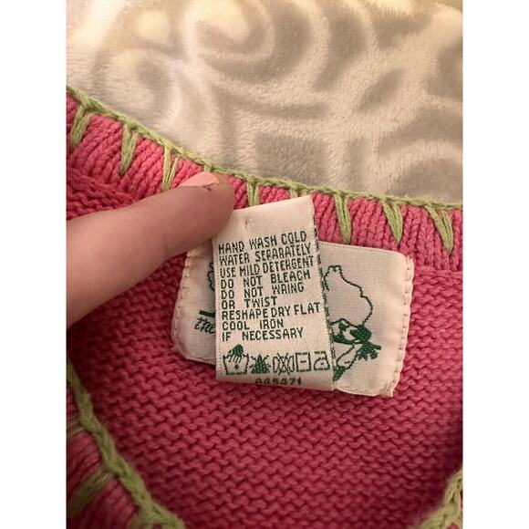 VINTAGE 80s Quacker Factory Sweater Womens Small Pink Flamingos Ramie Cotton - Picture 9 of 12